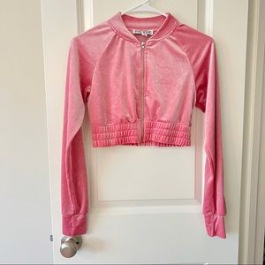 Crop Zip-up Velour Jacket